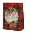 GIFTBAG PAPER RECTANGLE GOLD GLITTER PINECONE-XMAS TREE WITH HAND