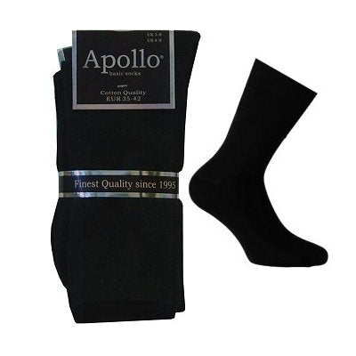 APOLLO LADIES PLAIN SOCKS 3-PACK BLACK 35/42