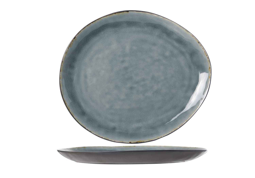 C&#38;T-LAGUNA BLUE-GREY BORD OVAAL 32.5X28.5CM