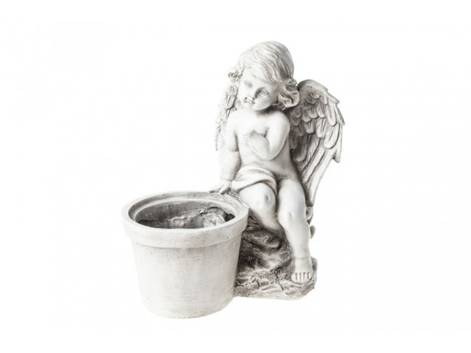 BLOEMPOT ENGEL CREME RESIN