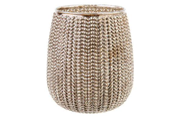 TLHDR KNITTED CHAMPAGNE 12X12XH14CM ROND CONISCH GLAS