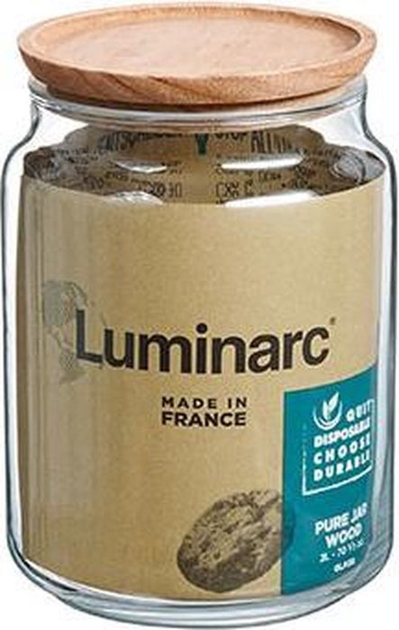 LUMINARC PURE JAR VOORRAADPOT HOUTEN DEKSEL 2LDURABLE