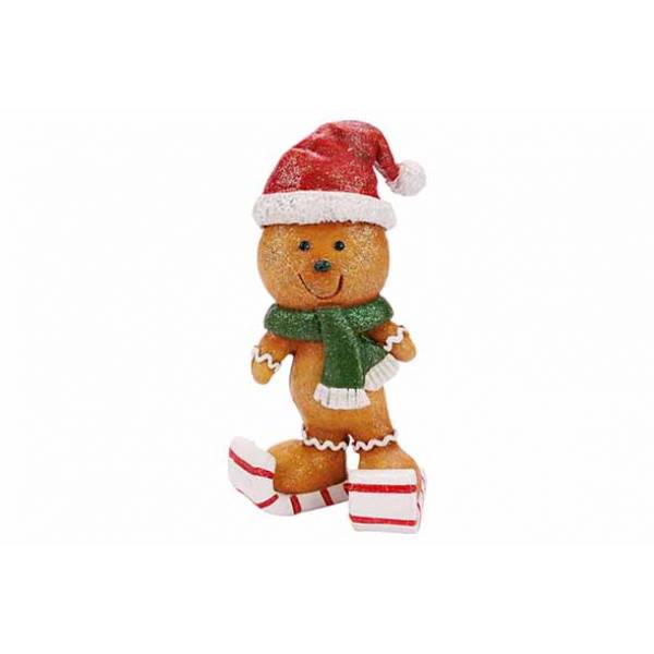 BONHOMME DE NEIGE COOCKIE MARRON 8X4XH14CM POLYRE