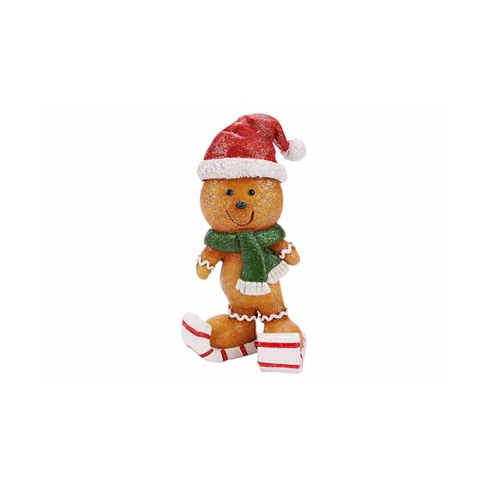 BONHOMME DE NEIGE COOCKIE MARRON 9X7XH17CM POLYRE