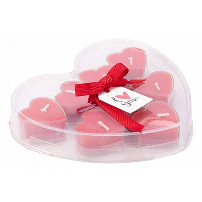 GEURKAARS SET8 HEART ROOD 4X4XH2CM