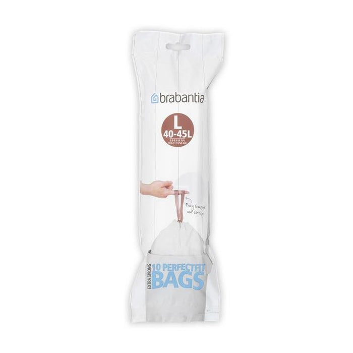 SAC À DÉCHETS PARFAITEMENT AJUSTÉ AVEC/TIROIR CODE L, 40-45L, 10 PIÈCES/ROULEAU BLANC