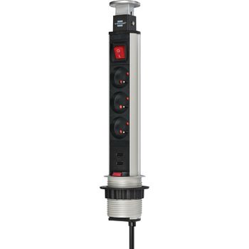 TOWER POWER STEKK.D MET USB 3-V 2M H05VV-F 3G1,5 MET SCHAKELAAR