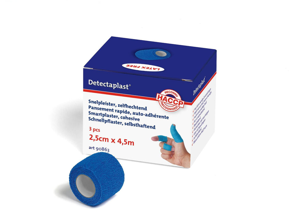 SMARTPLASTER - BANDAGE COHÉSIF NON TISSÉ BLEU (2,5CM X 4,5M - 3