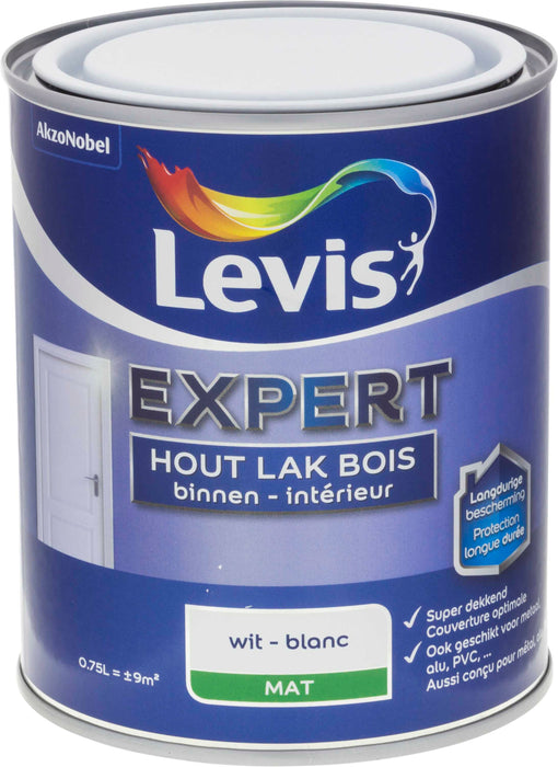 LV EXPERT HOUTLAK BINNEN MAT 0,75L WIT