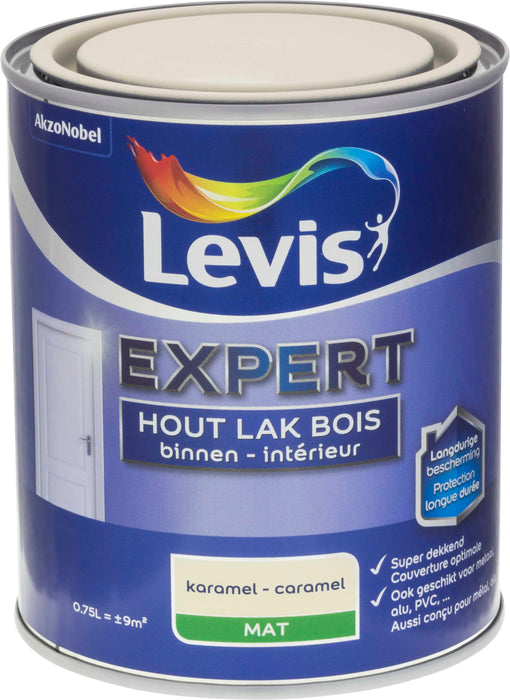 LV EXPERT HOUTLAK BINNEN MAT 0,75L KARAMEL