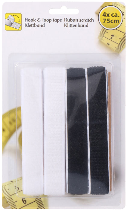 Bande Velcro 2 rouleaux noir/blanc