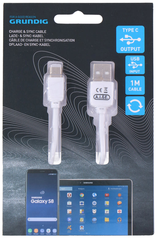 CABLE USB CHARGE&#38;SYNC PVC GRUNDIG BI TYPE C 1M