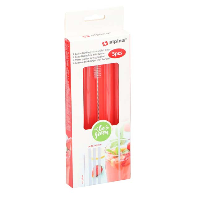 STRAW W BRUSH 4+1PCS 20CM ALPINA GL BOROSILICATE CBW 13GR/STRAW