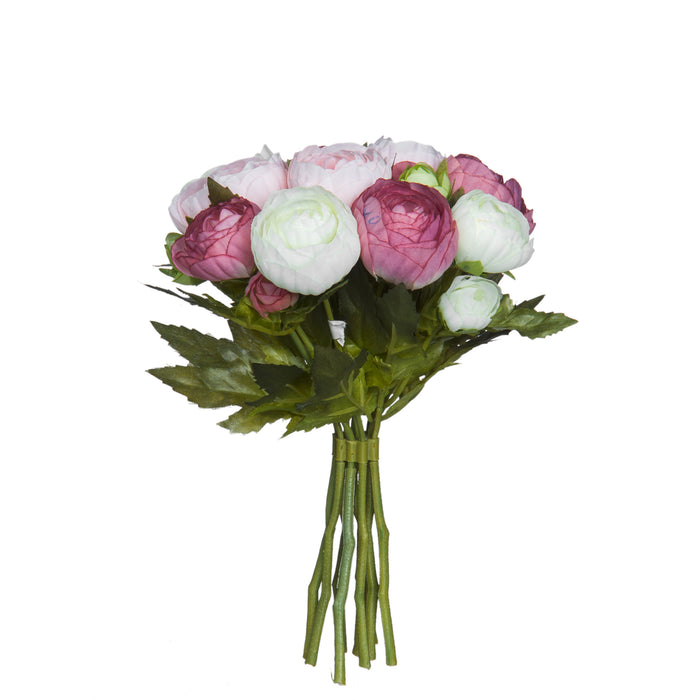 MD - BOUQUET DE FLEURS ARTIFICIELLES RENONCULES - H22 X Ø19 CM - ROSE