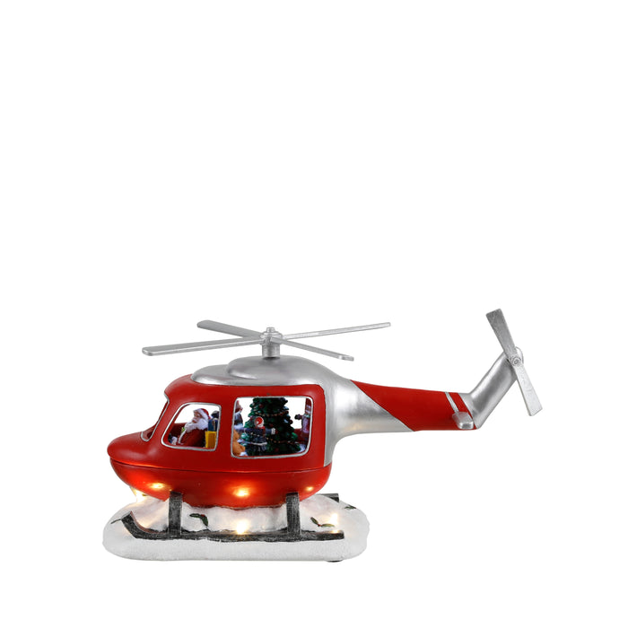 Hélicoptère de Noël fonctionnant sur batterie - l33,5xl21,5xh18cm