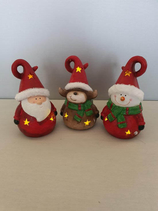 Kerstman hert sneeuwman rood werkt op batterijen - (per stuk)