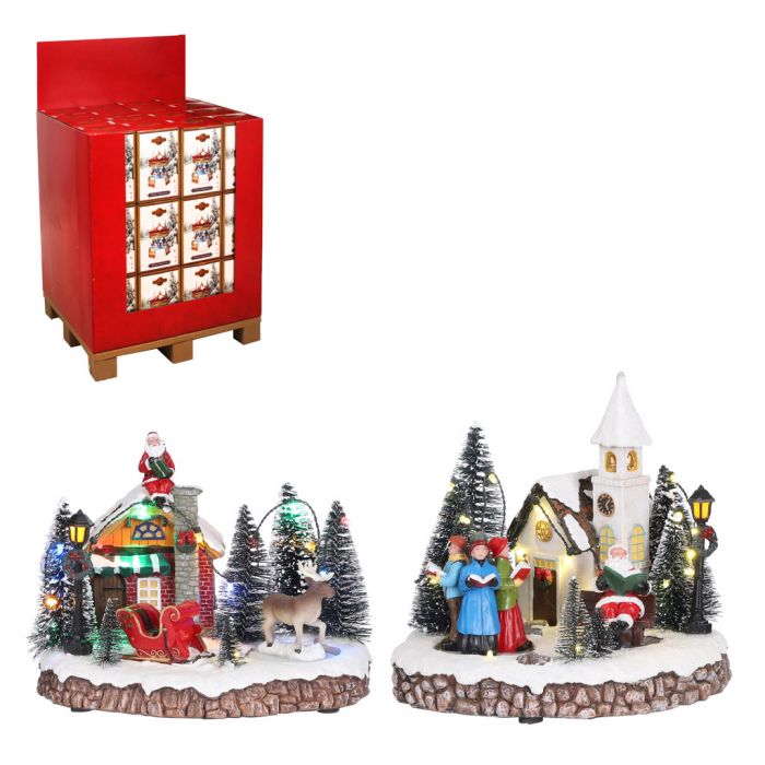 SANTA'S VILLAGE 2 ASSORTED BATTERY OPERATED 48 PIECES PDQ -