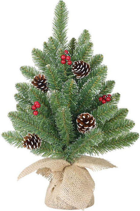 Creston Sapin de Noël avec toile de jute vert baie givré TIPS 58 - h60xd