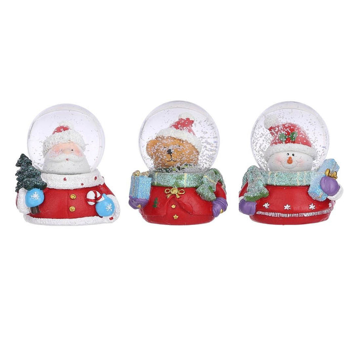 Waterbal kerst rood 3 assorti display - l8,5xb6,5xh10cm