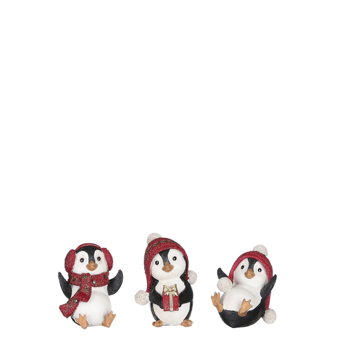 Pingouin noir 3 assortis - l6xw6xh8.5cm