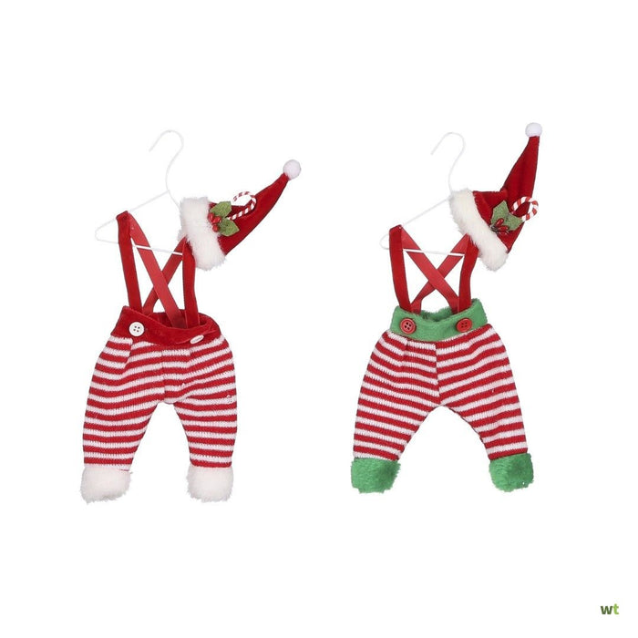 Ornement costume de Père Noël rouge 2 assortis - l10xw2.5xh25.5cm