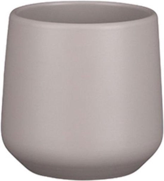 AMBER POT ROND TAUPE MAT - H13,5XD14CM