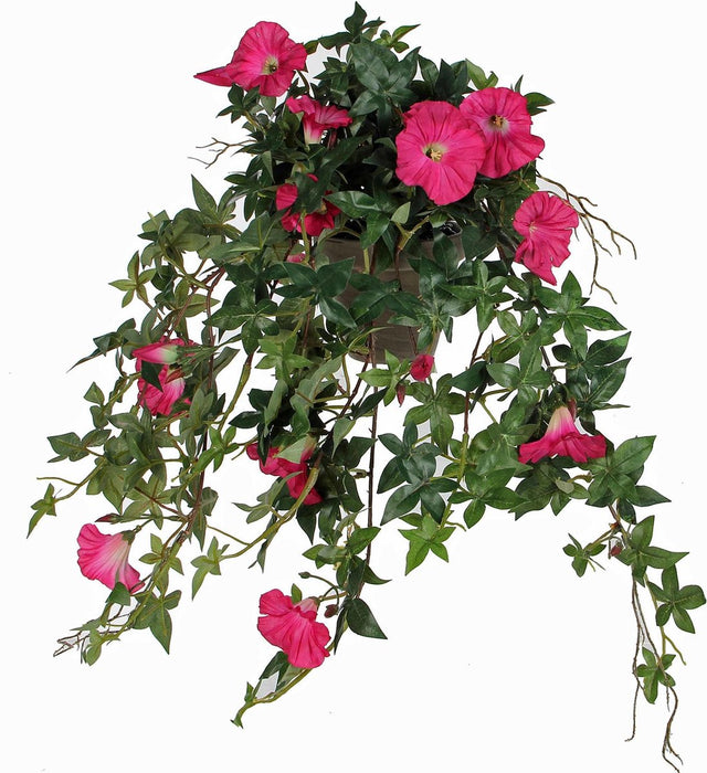 PETUNIA SUSPENSION D. ROSE EN POT STAN GRIS D11.5CM - L50XW45XH25CM