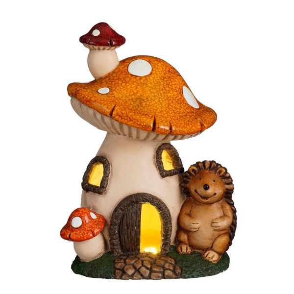 PADDESTOEL HUIS GEEL LED BATTERY OPERATED - L26XB22,5XH36,5CM