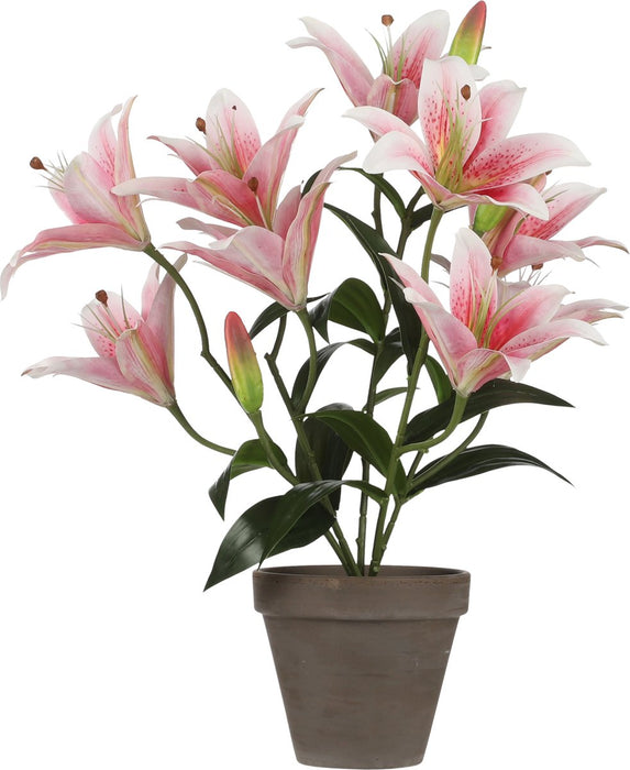 MD - PLANTE ARTIFICIELLE LYS TIGRE SUR POT DE FLEURS - H47 X Ø45 CM - ROSE