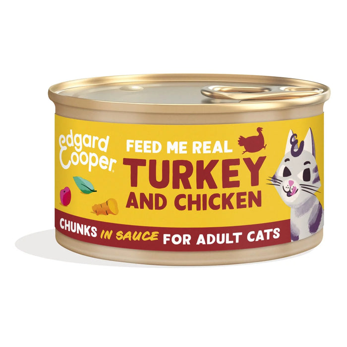 85G MORCEAUX DE DINDE ET DE POULET ÉLEVÉS EN SAUCE POUR CHAT ADULTE 85