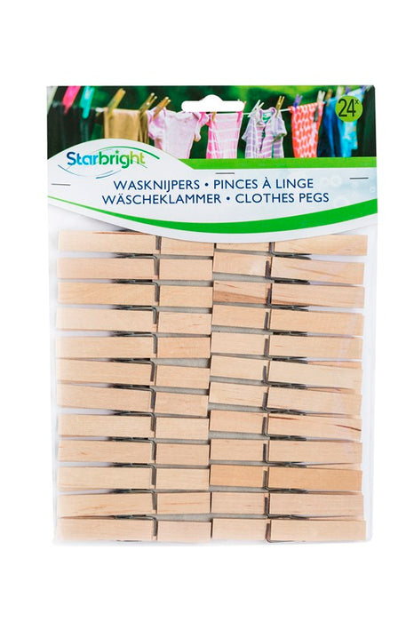 HOUTEN WASKNIJPERS 24ST STARBRIGHT