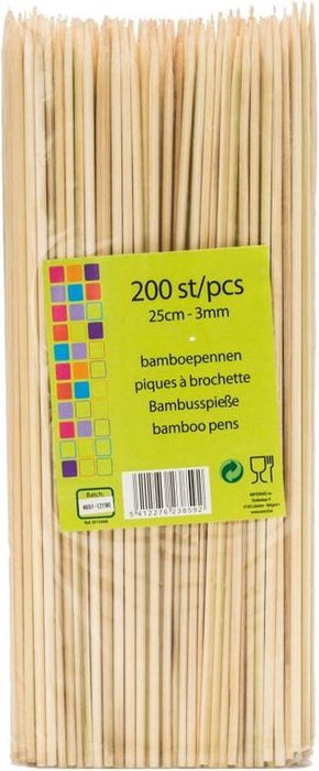 BROCHETTE ÉPINGLE BAMBOU 25CM 3MM 1PT 200 PCS PS