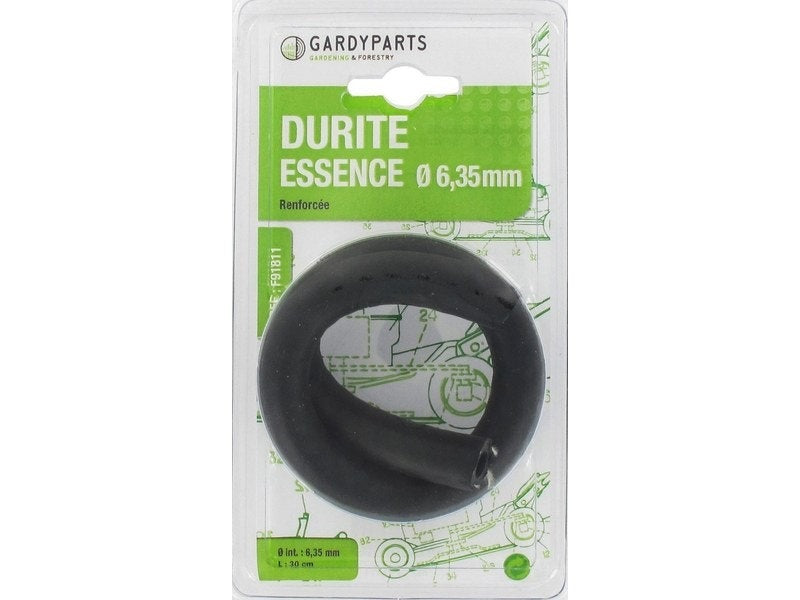 Durite d'essence renforcée, L : 30cm, Ø : ext : 12,7mm, Ø int : 6,35mm.