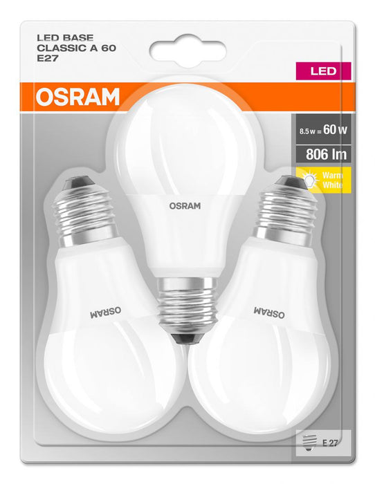OSRAM LED BASE CLASSIQUE A60 E27 X3