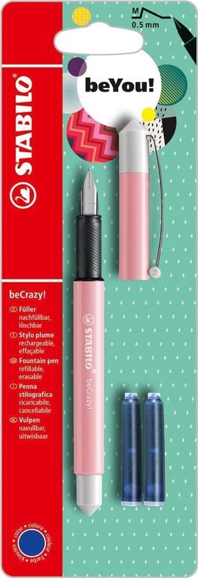 BE CRAZY FOUNTAIN PEN PINK WHITE