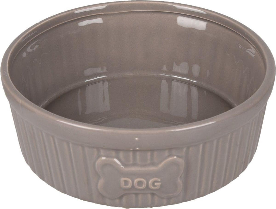 EETPOT HOND MABEL KERAMISCH TAUPE 15CM 640ML