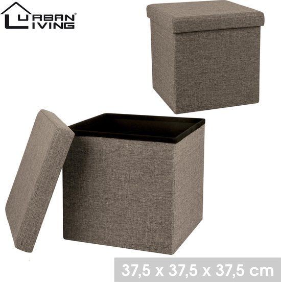 LE KUBE - POUF DE RANGEMENT PLIABLE CHOC