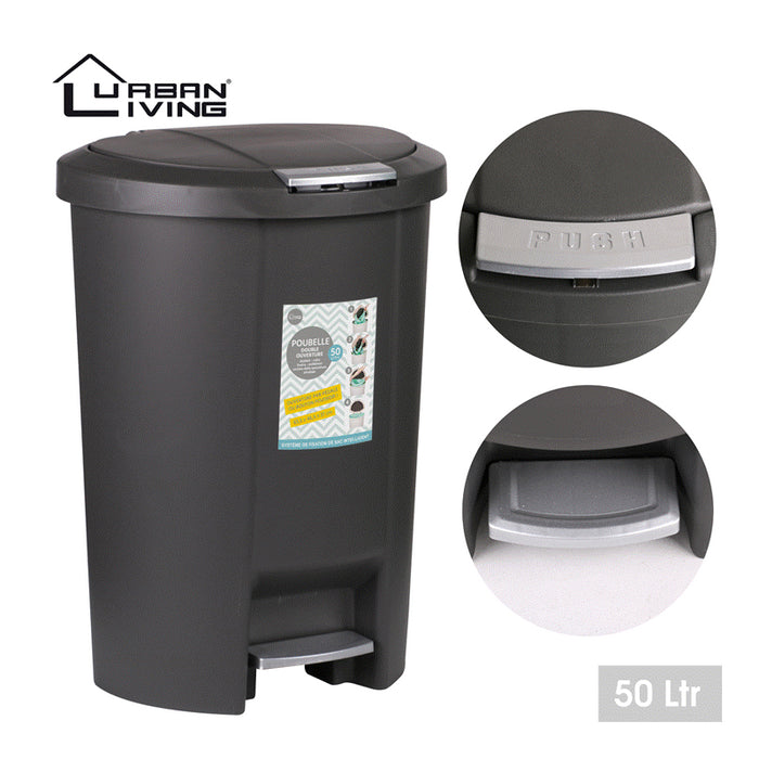 POUBELLE PEDALE 50L OVALE NOIRE