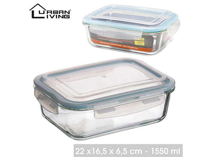 FRIGOBOX - BOITE HERMETIQUE EN VERRE 1550 ML RECTANGULAIRE - 22X1