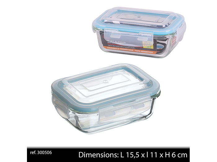 FRIGOBOX - BOITE HERMETIQUE EN VERRE 370 ML RECTANGULAIRE - 15.3X