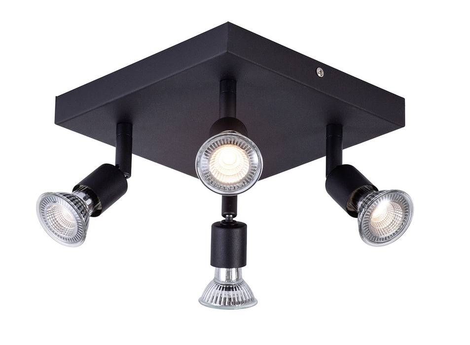 RUNE 4L SQR GU10 LED 4,2W DIM INCL. ZWART