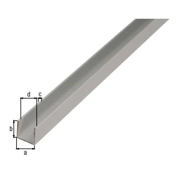Profilé en forme de U, aluminium, 25x25x25x2/2m