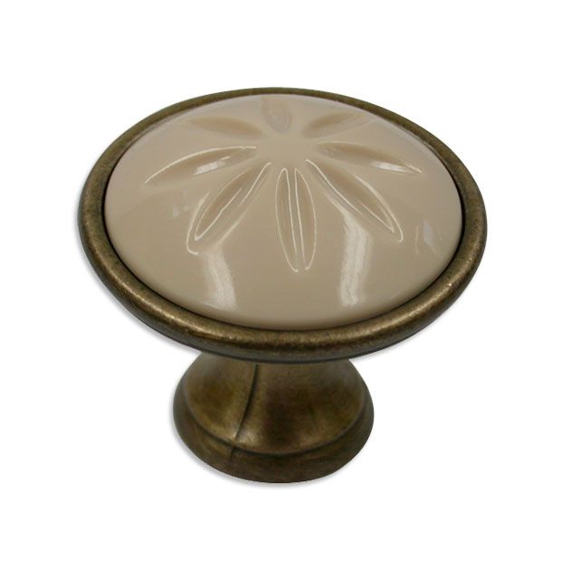 KNOP &#216;34MM  ANTIEK BRONS/BEIGE (BORD 33 POS 4)