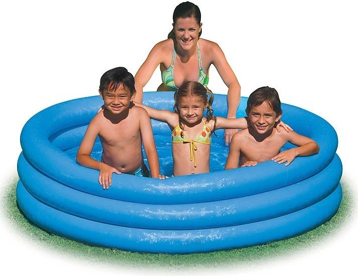 PISCINE BLEU CRISTAL, 3 anneaux, à partir de 2 ans, boîte à étagères - 1,68 mx 38 cm