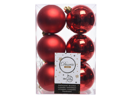 BAUBLES SHATTERPROOF MIX CHRISTMAS RED DIA6.00CM