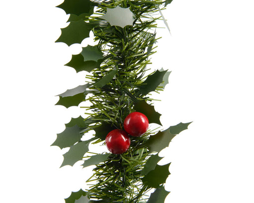 TINSEL GARLAND PVC LEAVES AND BERRIES GREEN/COLOUR(S) DIA10.00-L2