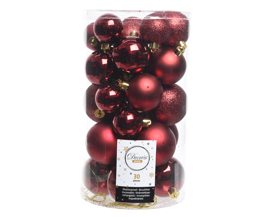 BAUBLES SHATTERPROOF SHINY, MATT, GLITTER MIX OXBLOOD DIA6.00CM