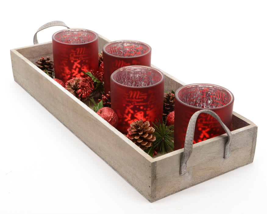 GL THLDR ADVENT SERVICE EN BOIS BL.K.ROUGE 18X45X10CM