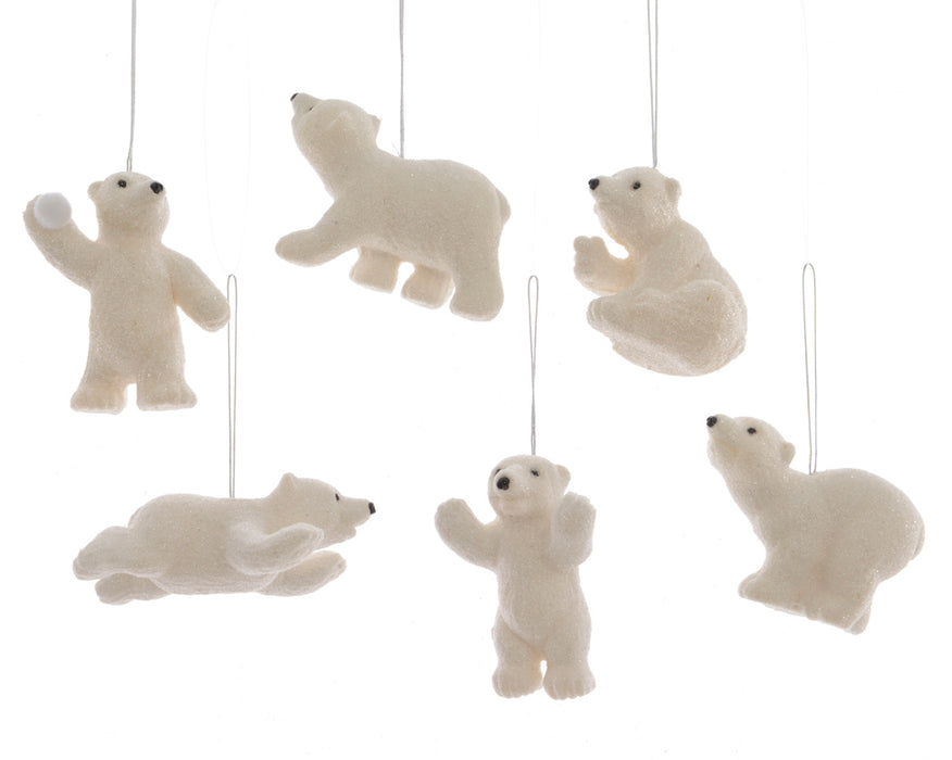 OURS POLAIRE EN PLASTIQUE AVEC GLITTER BLANC