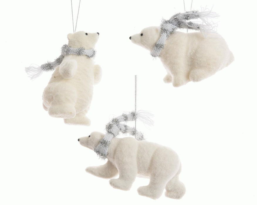 PENDENTIF OURS POLAIRE PLASTIQUE BLANC 15CM